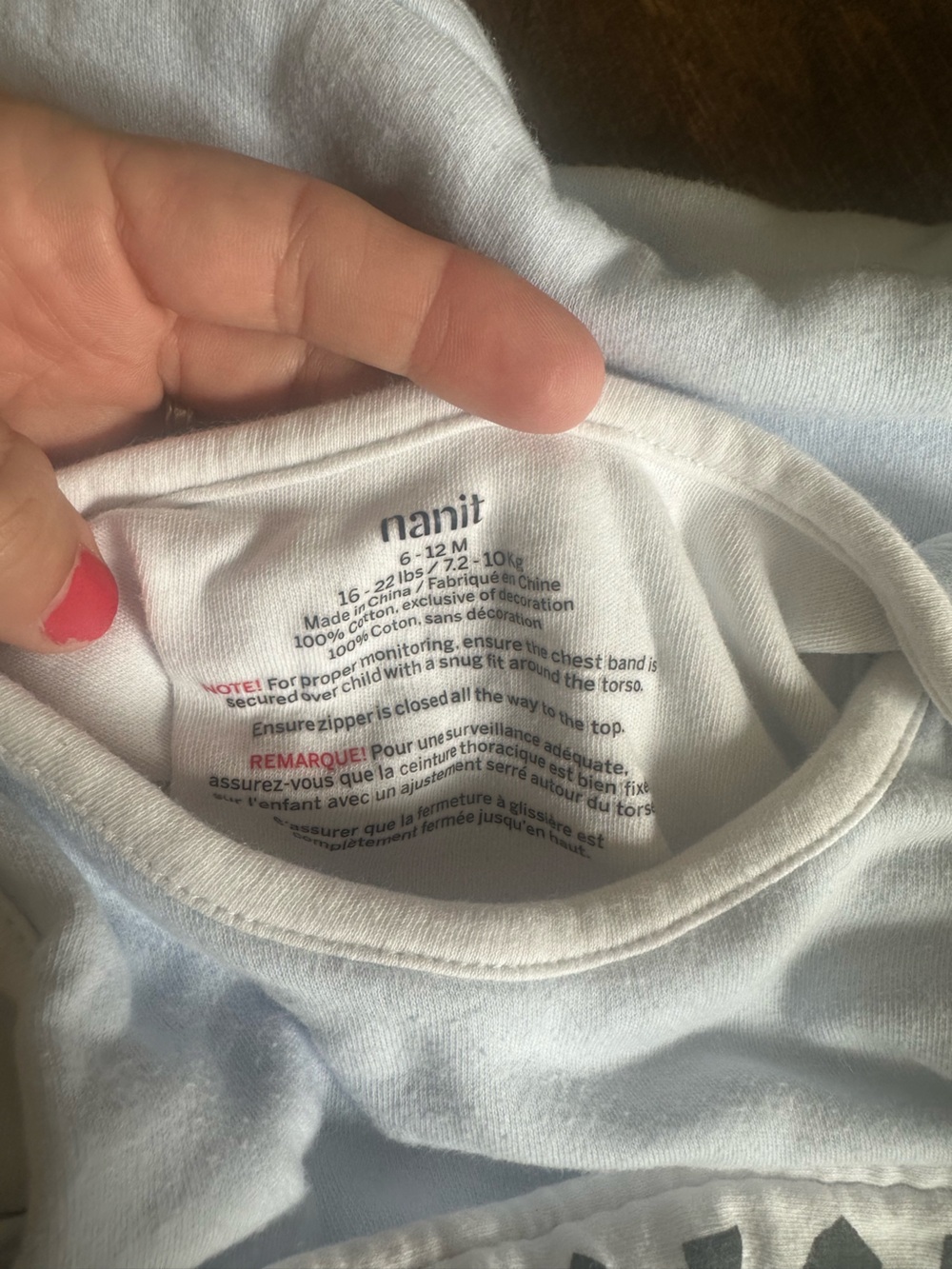 Light Blue Baby Sleep Sack with Black Diamond Print - Picture 2 of 2